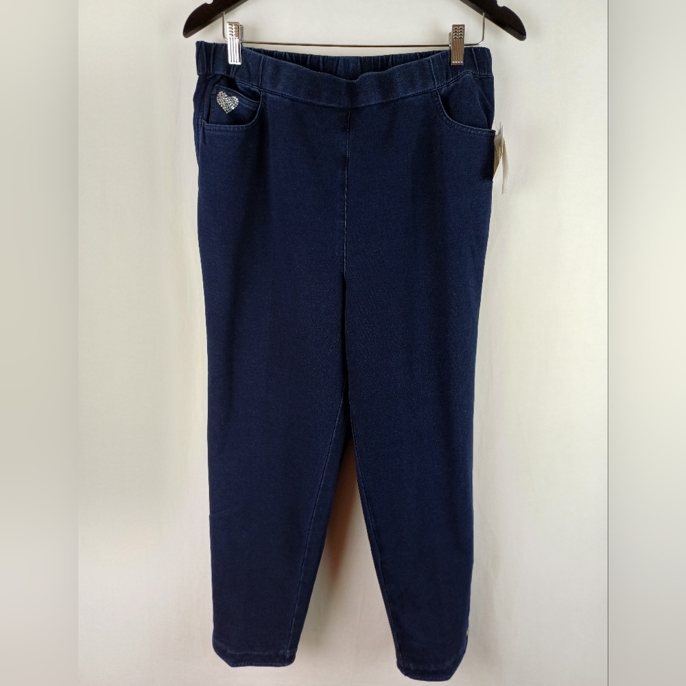 NWT Quacker Factory Dream Jeannes Pull-On Short Ankle Pants Large Short A287707